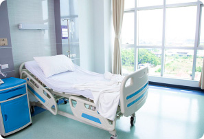 Hospital room with a bed